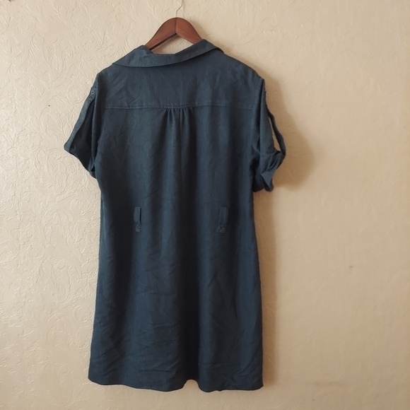 AB Studio Chambray Shirt Dress Blue Popover w Belt Loops Sz 16 - Picture 6 of 8